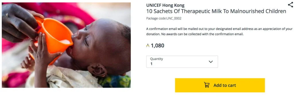 Donate your expiring Asia miles to this charity program which provides 10 Sachets of Therapeutic Milk to Malnourished Children