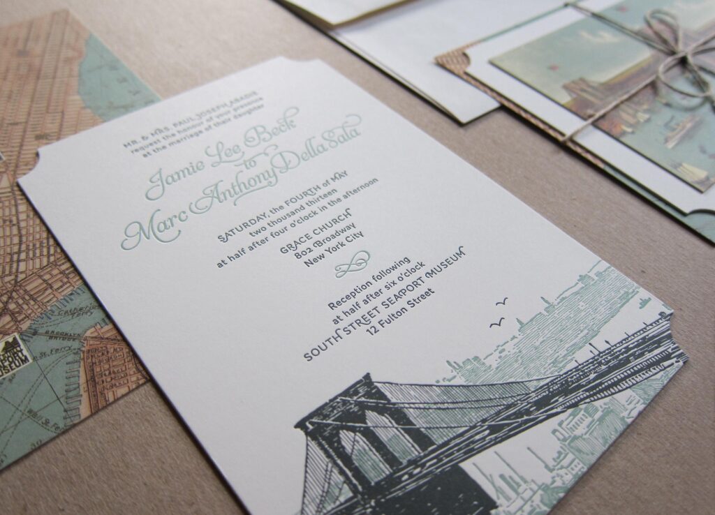 Brooklyn, New York wedding invitation suite designed by Karen Hsin