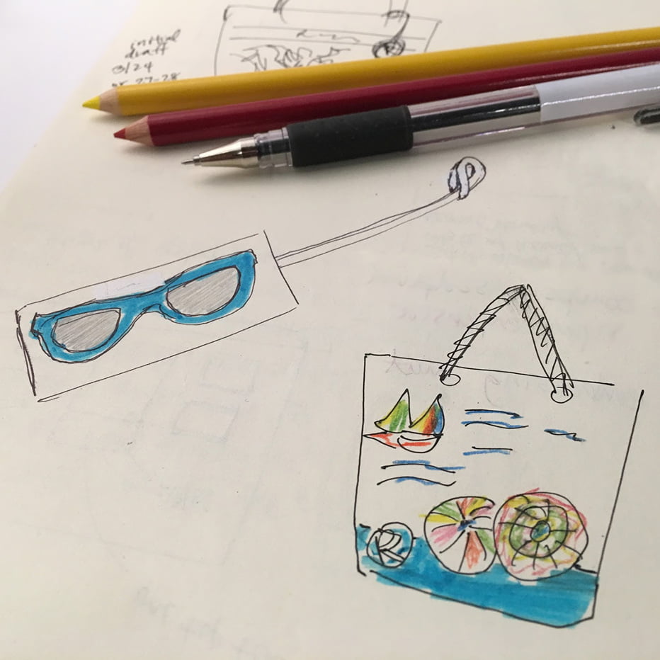 Concept Illustration for Ralph Lauren promotional beach tote bag by Karen Hsin