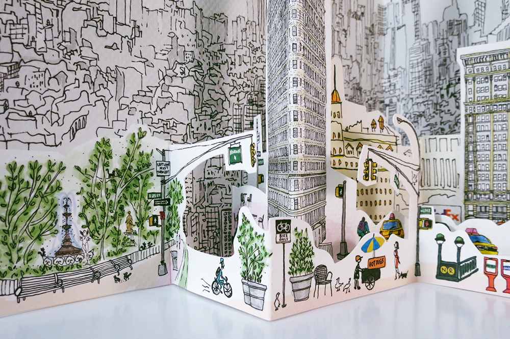 Details from Flat Iron NYC cityscape Popup Card illustrated and designed by Karen Hsin
