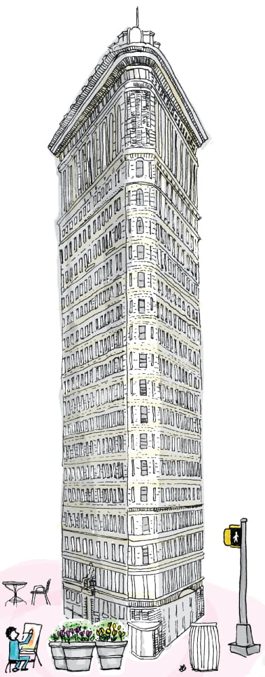 Flat Iron building in NYC illustrated by Karen Hsin