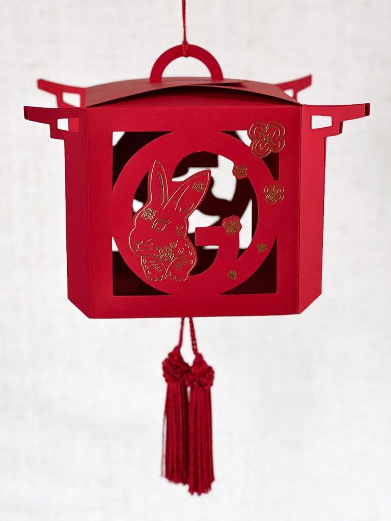 Year of Rabbit Gucci diecut origami lantern designed and illustrated by Karen Hsin